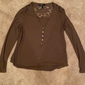 Brown Forever 21 long sleeve blouse